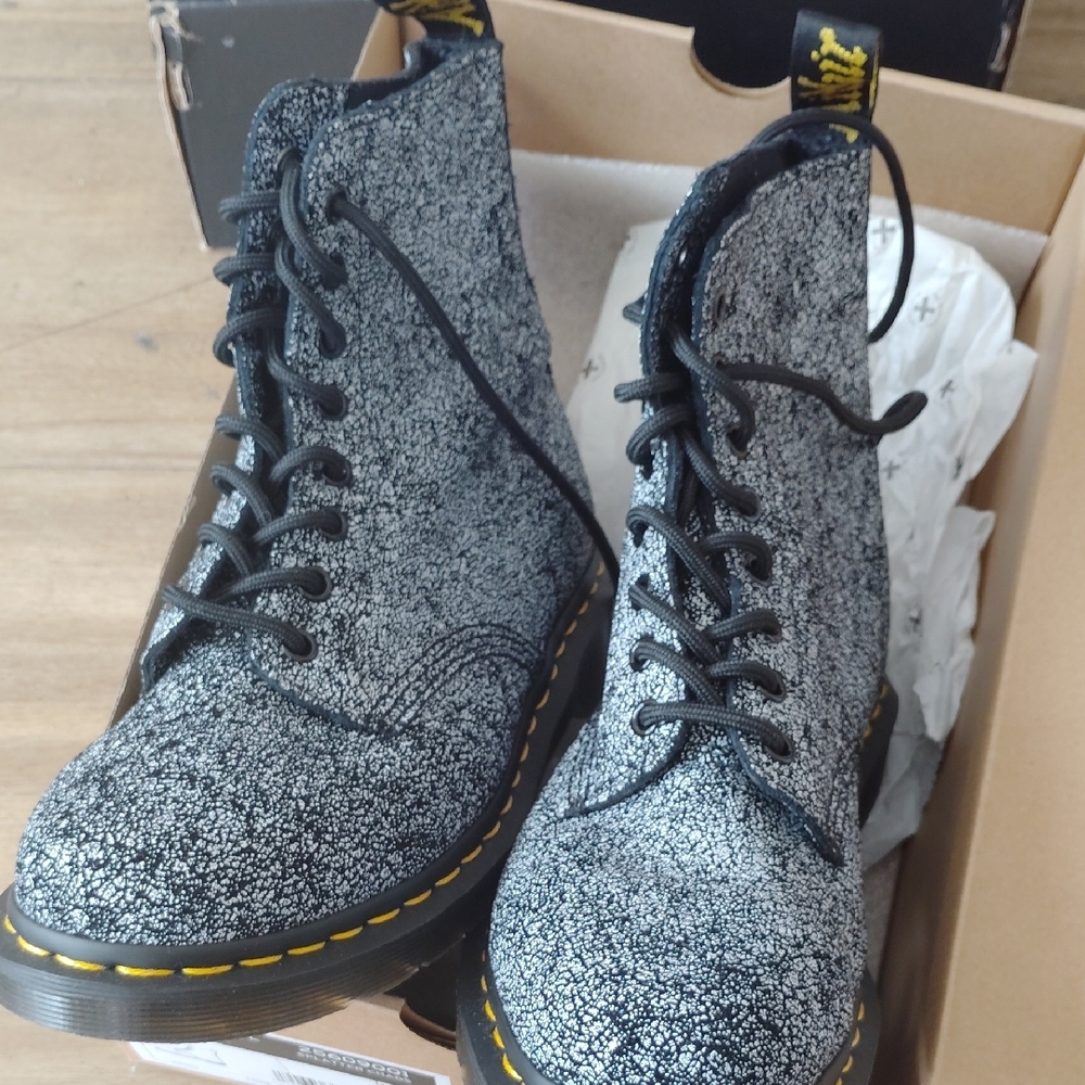 Dr. Martens Black and White Combat Boots